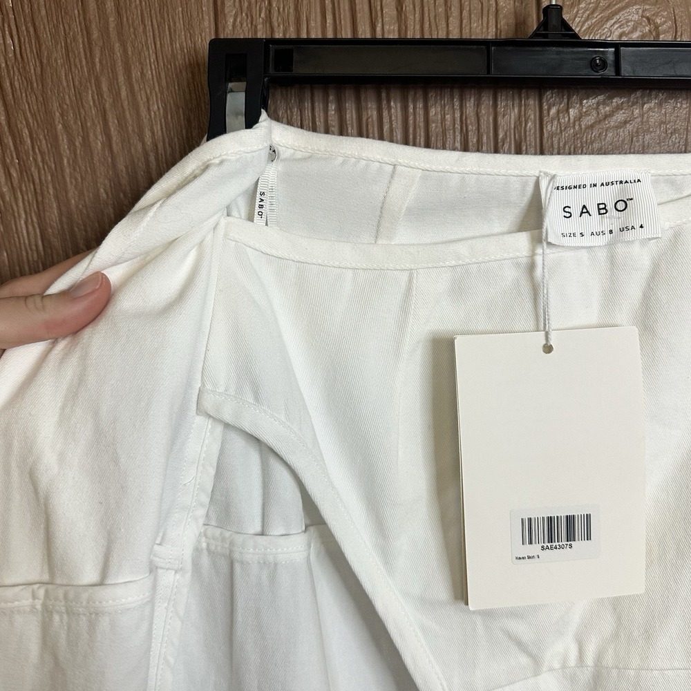 NWT Sabo Haven Wrap Skirt White Cotton Sz 4 (S) Midi Length Vacation Resort Wear - Picture 5 of 10